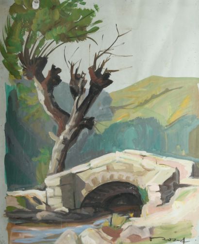 André ROZAY (1913-1991), La Borne
Le pont...