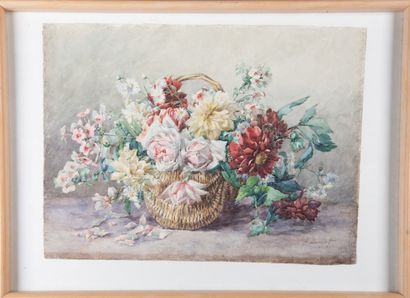 Aurélie DAMPT (1867-1919)
Panier fleuri
Aquarelle,...