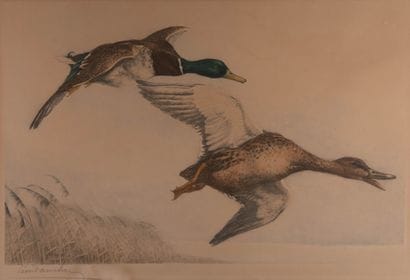 Léon DANCHIN (1887-1938)
Vol de canards
Lithographie...