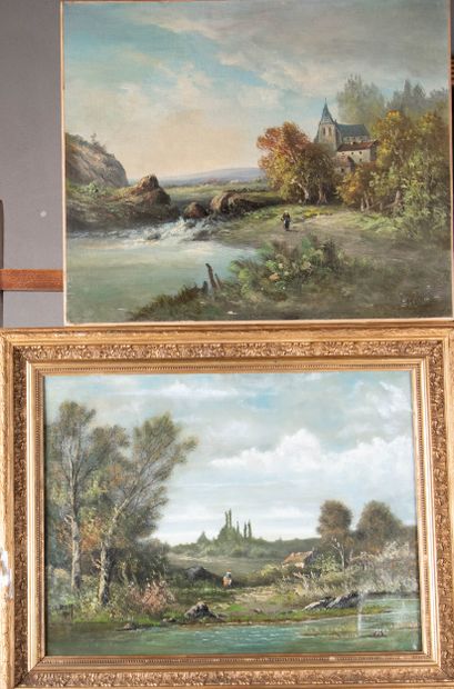 L HENRY (Xxème siècle)
Paysanes en bord de...