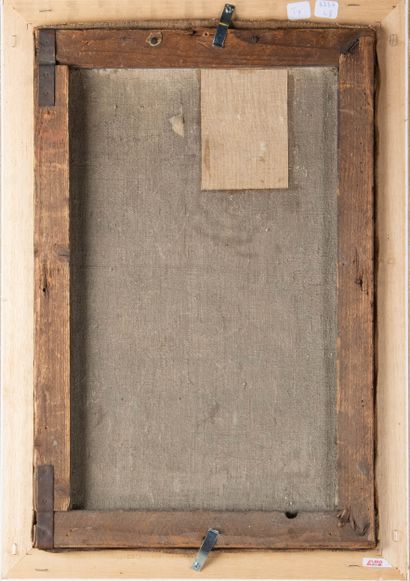 R. Mathieu (XXe siècle) 
Femme sous un viaduc
Huile...