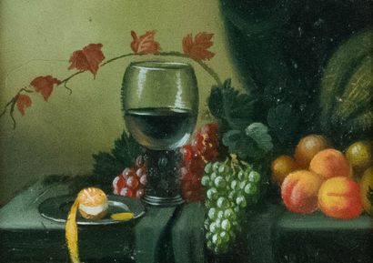 Ecole du XXème siècle 
Nature morte au verre...