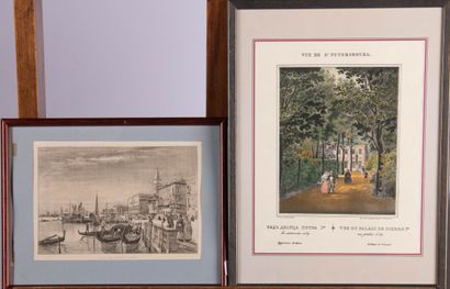 LOT de quatre gravures encadrées représentant...