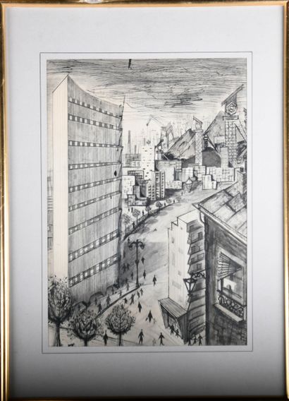 Bruno MARTEL (Lyon XXème siècle)
Vue de ville
Encre...