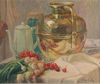 Anna BONO-DUGELAY (XX)
Nature morte aux cerises
Huile...