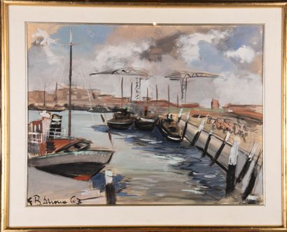 B. AMOUX ( XXème siècle)
Le port
Gouache...
