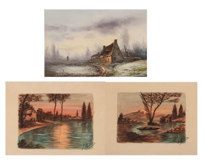 SUNNY (XXème)
Paysage d'hiver
Huile sur toile,...
