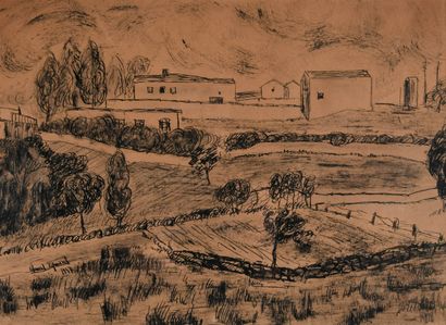 Édouard EYMARD (1924-2020) 
Paysage de campagne
Encre...