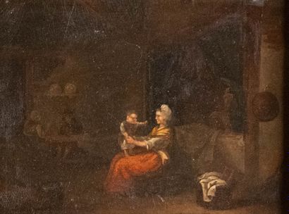 École hollandaise du XIXe siècle 
Femme tenant...