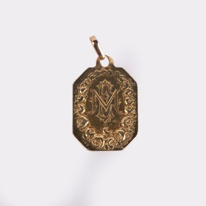 Baptismal medal in 18K (750°/00) yellow gold...