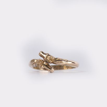 Ring composed of two horse heads, silver...