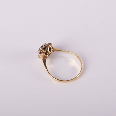 Daisy ring set with garnets in 18-carat (750...