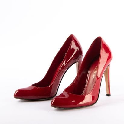 GIANVITO ROSSI. Red patent leather pumps,...