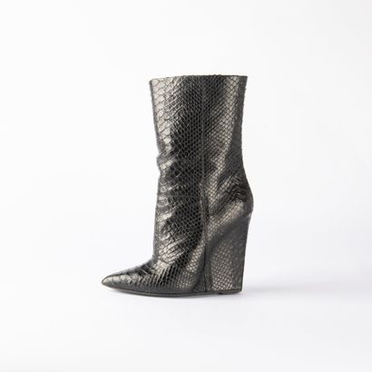 GIUSEPPE ZANOTTI. Pair of wedge-heeled ankle...