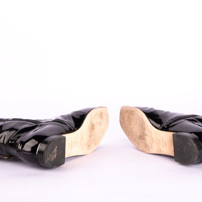 JIMMY CHOO. Black patent leather square-toe...