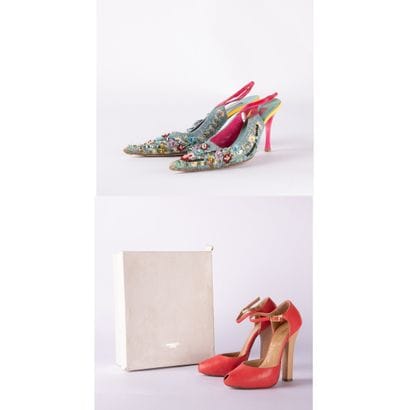 Lot including two pairs of open-heeled sandals....