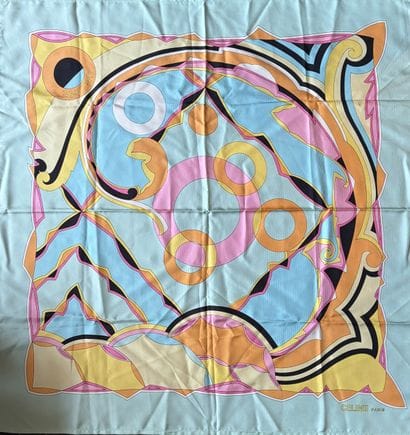 CELINE
Silk square with geometric decoration...