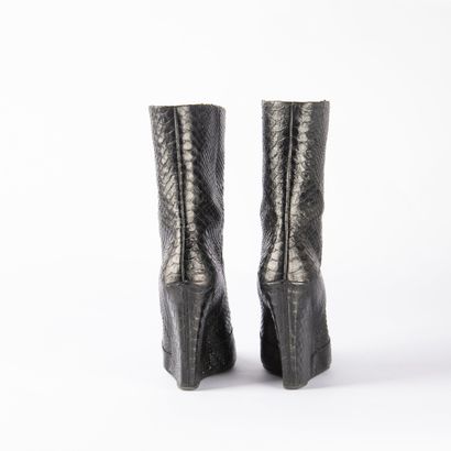 GIUSEPPE ZANOTTI. Pair of wedge-heeled ankle...