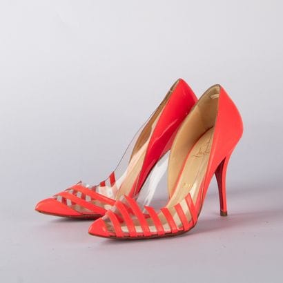 CHRISTIAN LOUBOUTIN. Pair of pumps in neon...