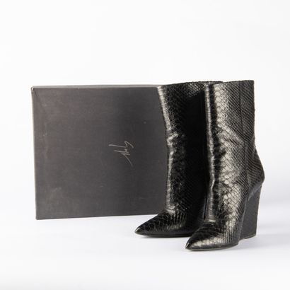 GIUSEPPE ZANOTTI. Pair of wedge-heeled ankle...