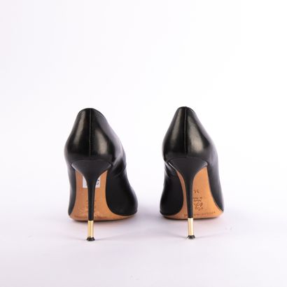 GIANMARCO LORENZI. Black smooth leather pumps,...