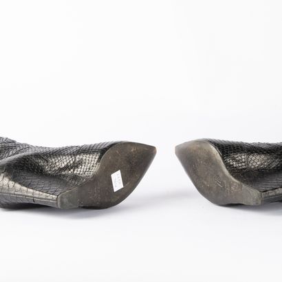 GIUSEPPE ZANOTTI. Pair of wedge-heeled ankle...