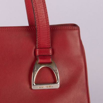 LANCEL
Red leather shoulder bag with two...