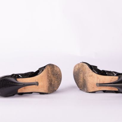 BALMAIN. Pair of heeled sandals in black...