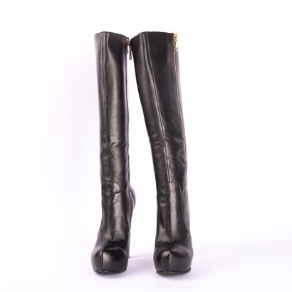 MOSCHINO. Black leather boots with 13 cm...