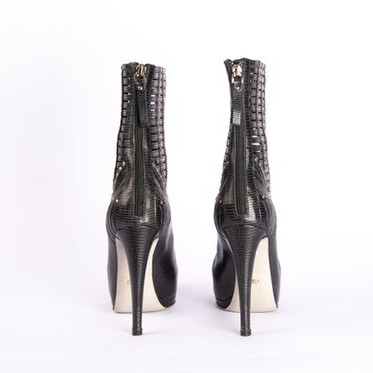 SERGIO ROSSI. Lizard-effect leather heeled...