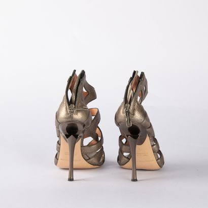 GIANMARCO LORENZI. A pair of gold-tone leather...