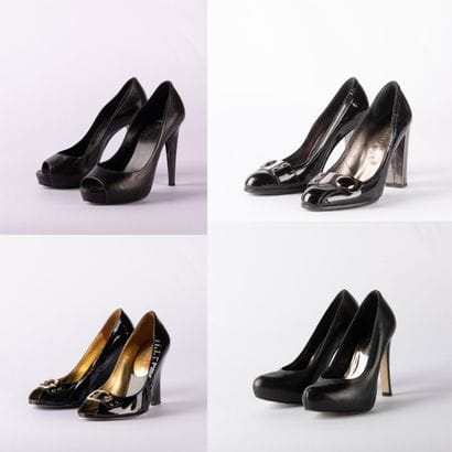 Lot of four pairs of black pumps. 1/ BRUNO...