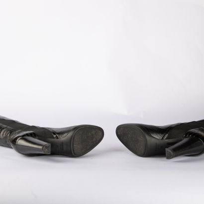 SERGIO ROSSI. Pair of heeled boots in aged-effect...
