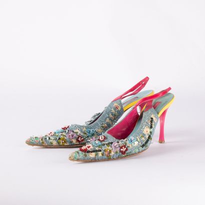 Lot including two pairs of open-heeled sandals....