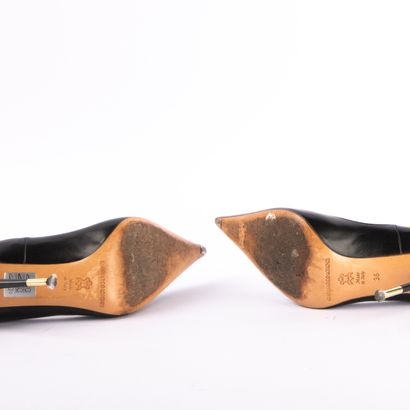 GIANMARCO LORENZI. Black smooth leather pumps,...