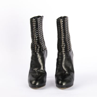 SERGIO ROSSI. Lizard-effect leather heeled...
