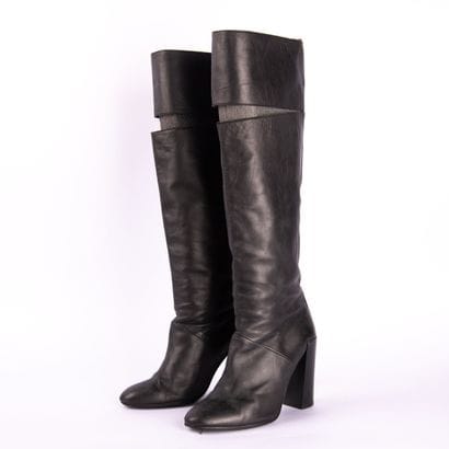 PIERRE HARDY. Black leather heeled boots,...