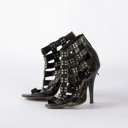 BALMAIN. Pair of heeled sandals in black...