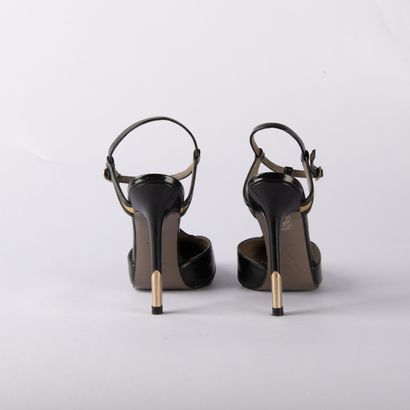 VERSACE. Pair of heeled sandals in black...