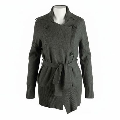 SONIA RYKIEL. Charcoal gray wool cardigan...
