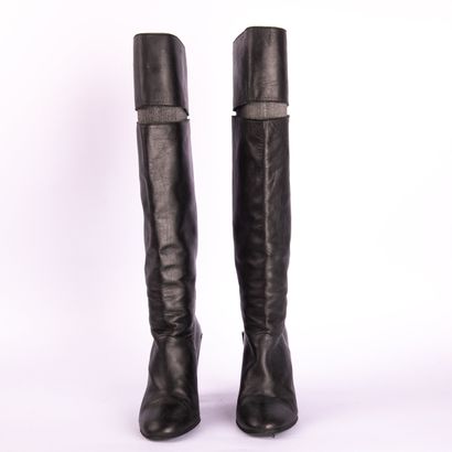 PIERRE HARDY. Black leather heeled boots,...