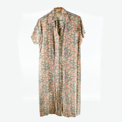 HERMES. Silk long dress with short sleeves,...
