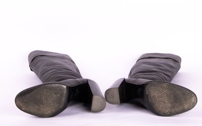 PIERRE HARDY. Black leather heeled boots,...