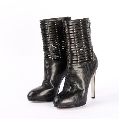 SERGIO ROSSI. Lizard-effect leather heeled...