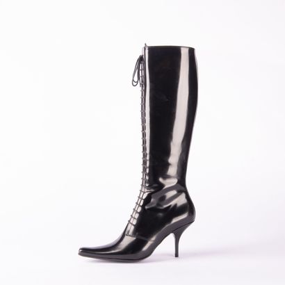 FREE LANCE. Pair of smooth black leather...