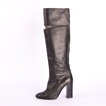 PIERRE HARDY. Black leather heeled boots,...