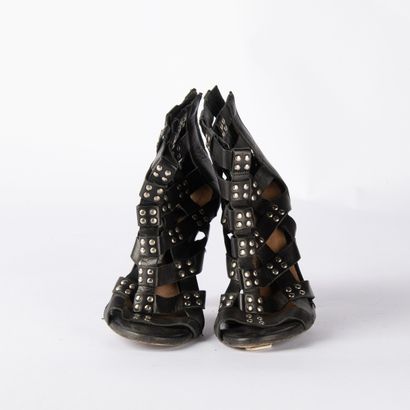BALMAIN. Pair of heeled sandals in black...