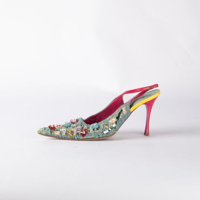 Lot including two pairs of open-heeled sandals....