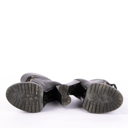 SERGIO ROSSI. Black leather heeled boots,...