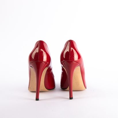 GIANVITO ROSSI. Red patent leather pumps,...
